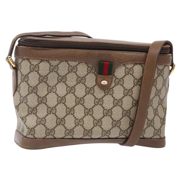 GUCCI GG Supreme Web Sherry Line Bag Pvc Beige Gold 904 02 069 - Picture 1 of 16